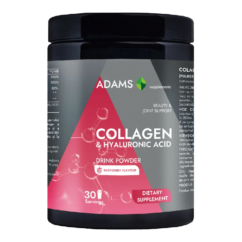 Collagen & Acid Hialuronic Raspberry, 600g, Adams