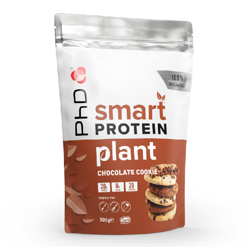 Pudra proteica vegetala Smart Protein Plant, Chocolate Cookie, 500g, PhD