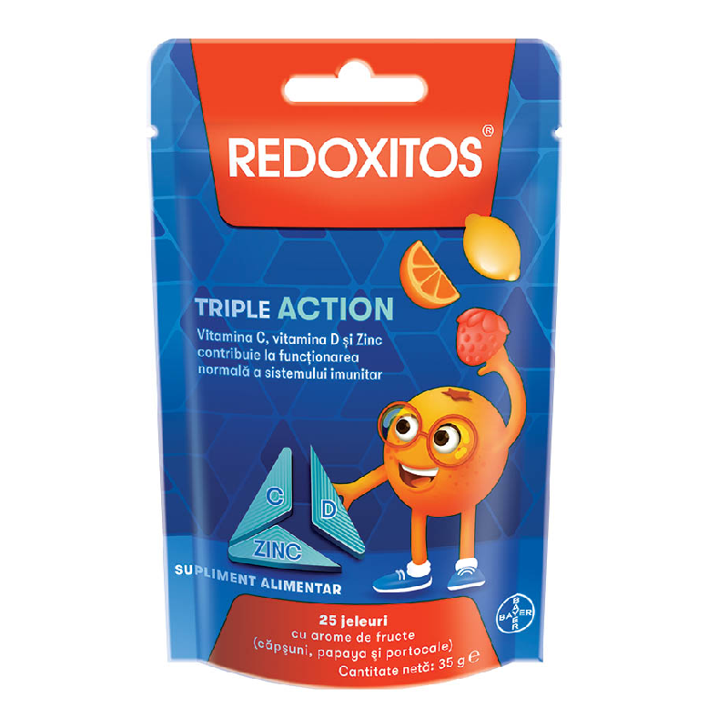 Jeleuri cu vitamina C, Redoxitos Triple Action, 25 bucati, Bayer