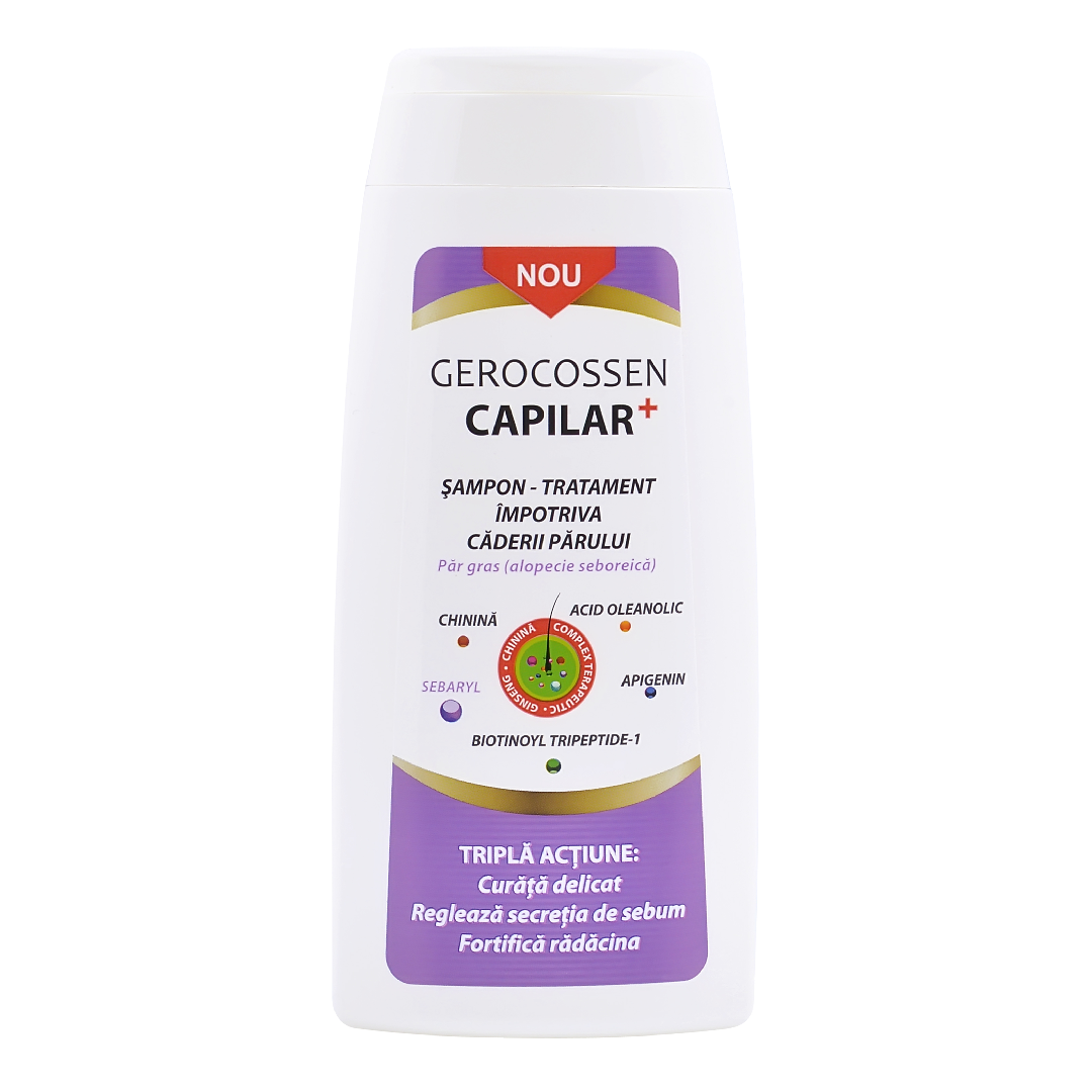 Sampon impotriva caderii parului par gras Capilar+, 275 ml, Gerocossen