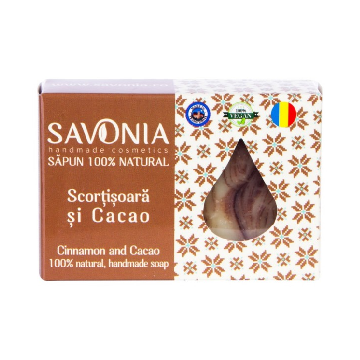 Sapun Natural Scortisoara si Cacao, 90 g, Savonia