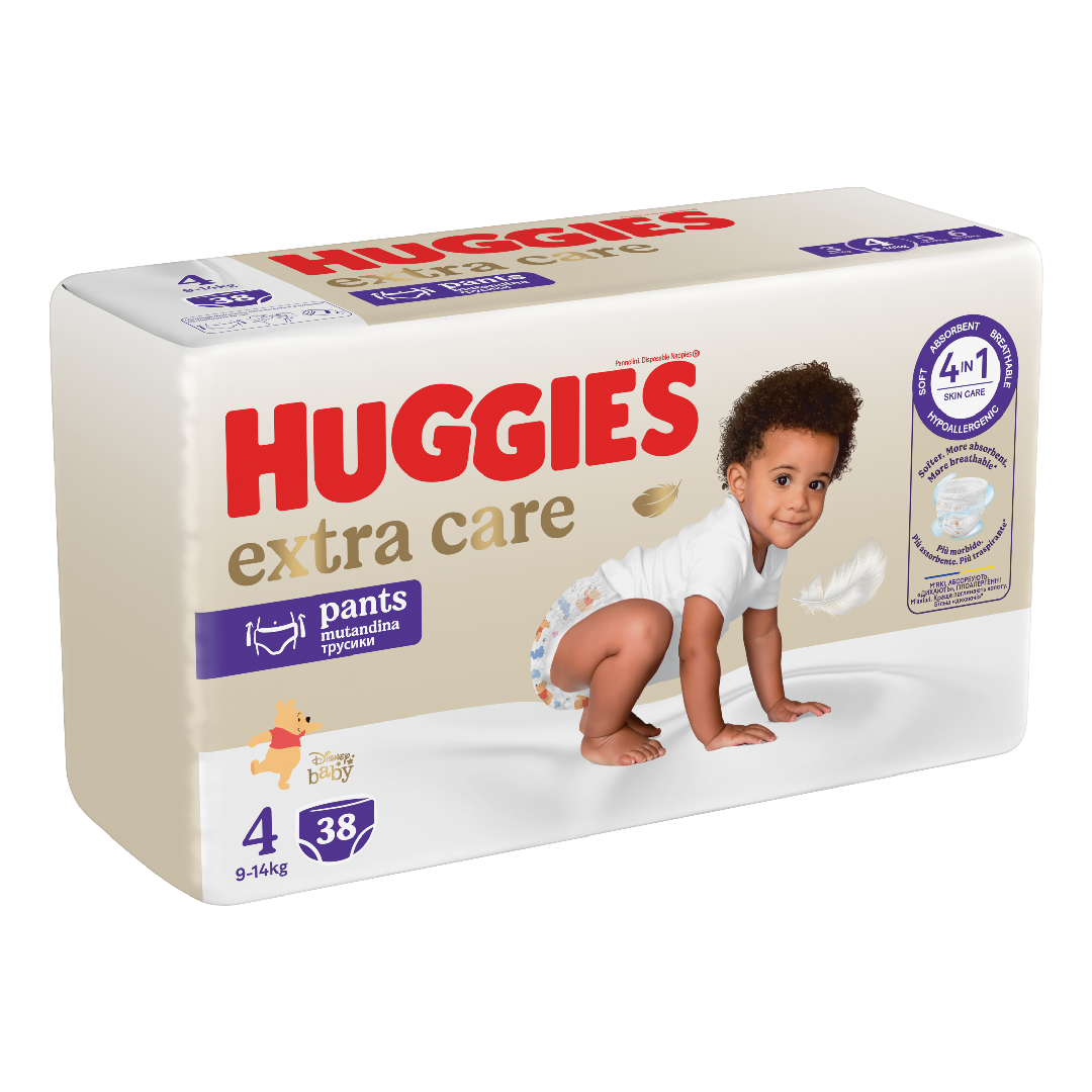 Scutece chilotel Extra Care Pants, Nr.4, 9-14 kg, 38 bucati, Huggies