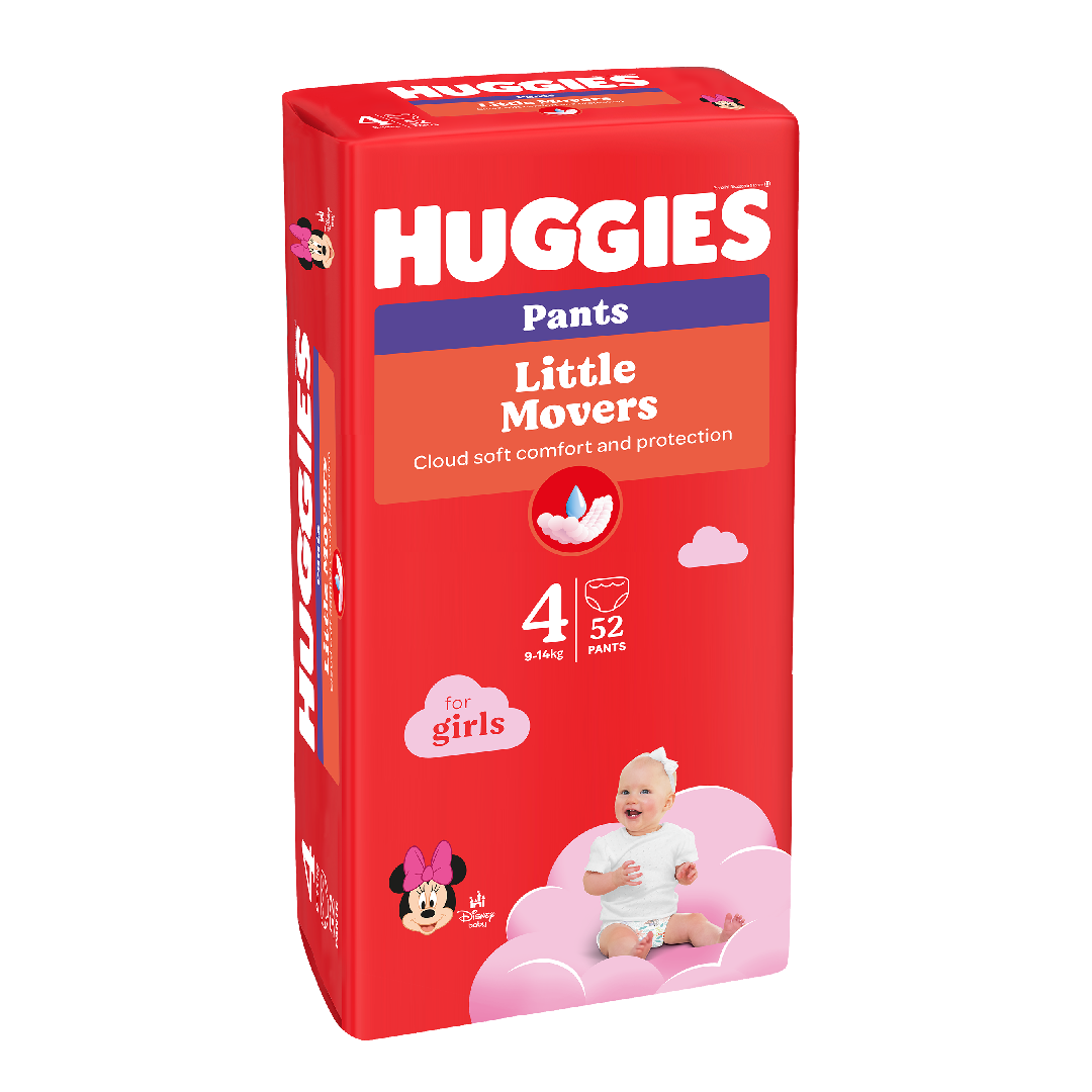 Scutece chilotel, Fetite, Marimea 4, 9-14 kg, 52 bucati, Huggies