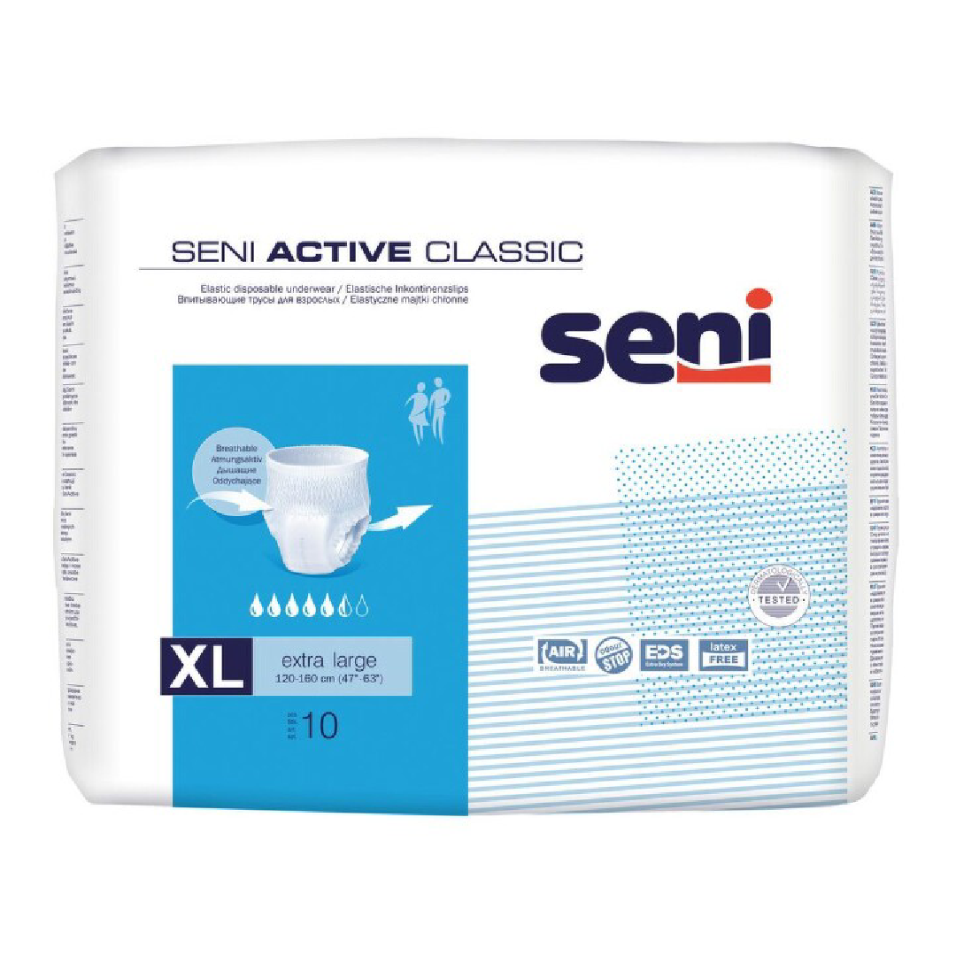 Chilot elastic absorbant Active Classic, Extra Large, 10 bucati, Seni