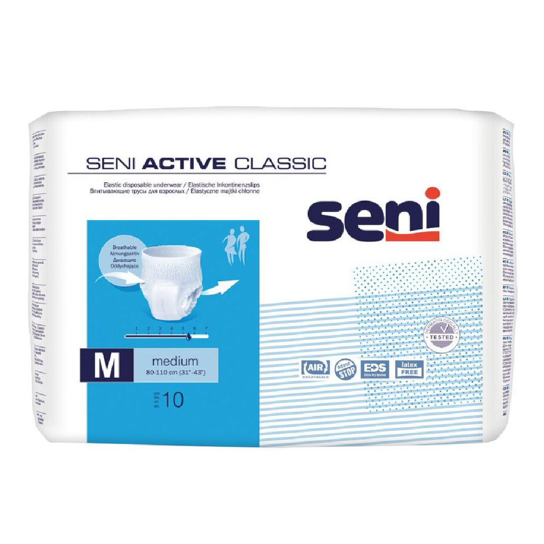 Chilot elastic absorbant Active Classic, Medium, 10 bucati, Seni