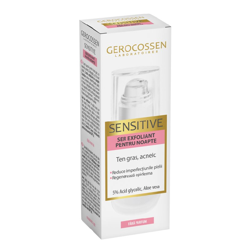 Ser exfoliant pentru noapte Sensitive, 30 ml, Gerocossen