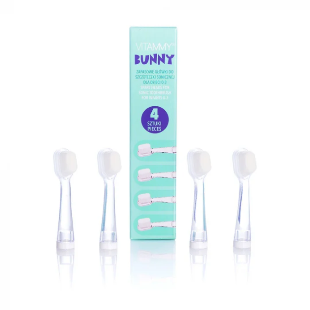 Set 4 rezerve periuta de dinti Vitammy Bunny, fibre nano, Alb