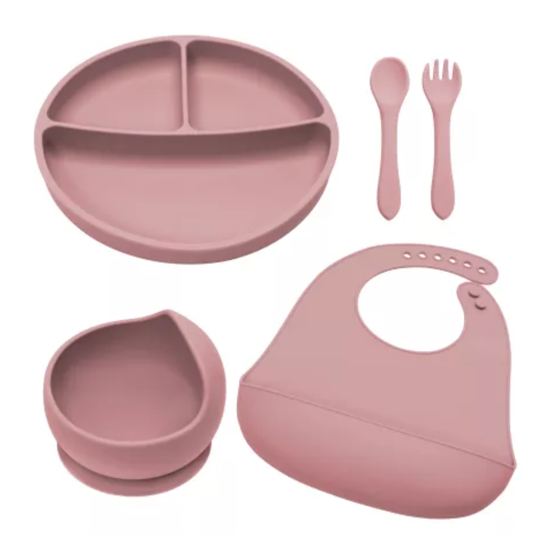 Set diversificare din silicon Classic, 6 luni+, Old Rose, Appekids