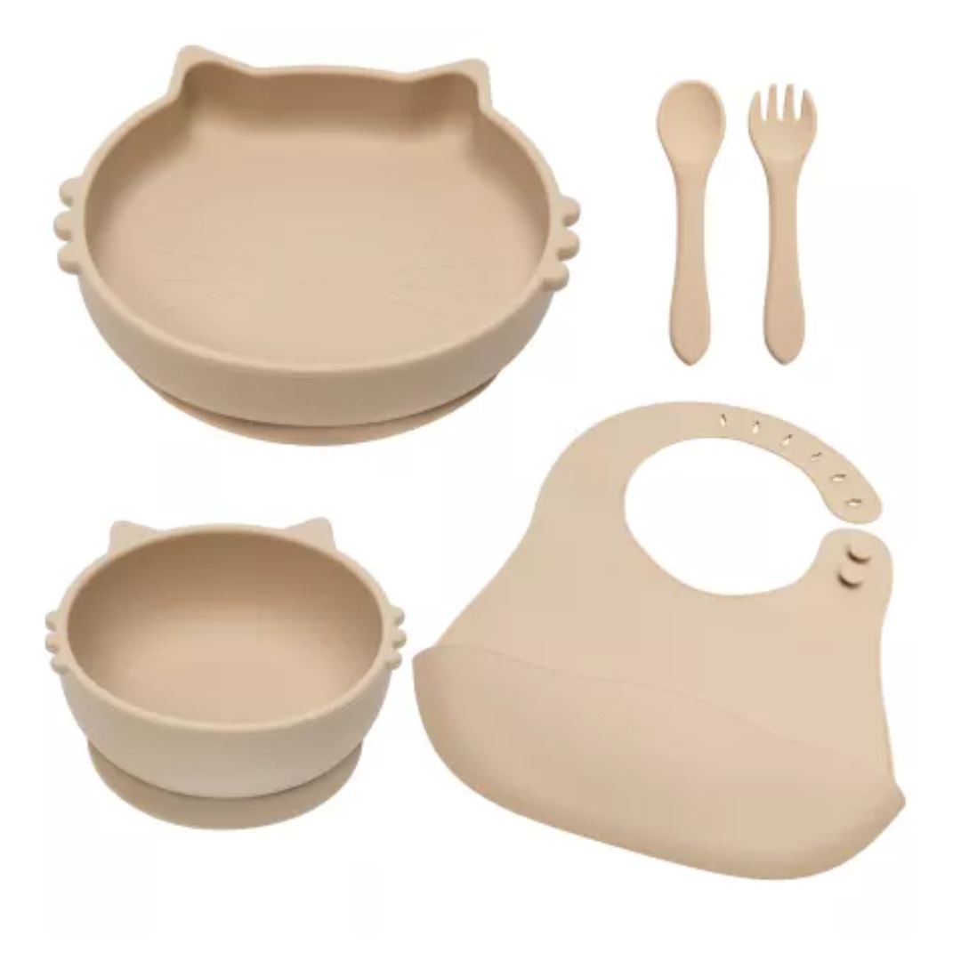 Set diversificare din silicon Kitty, 6 luni+, Bubble Beige, Appekids