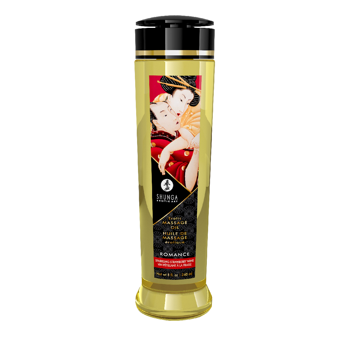 Ulei pentru masaj erotic Romance Strawberry, 240ml, Shunga Erotic Art