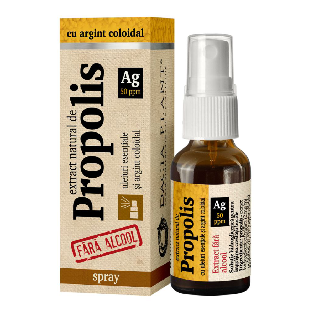 Spray cu propolis si argint coloidal, 20 ml, Dacia Plant