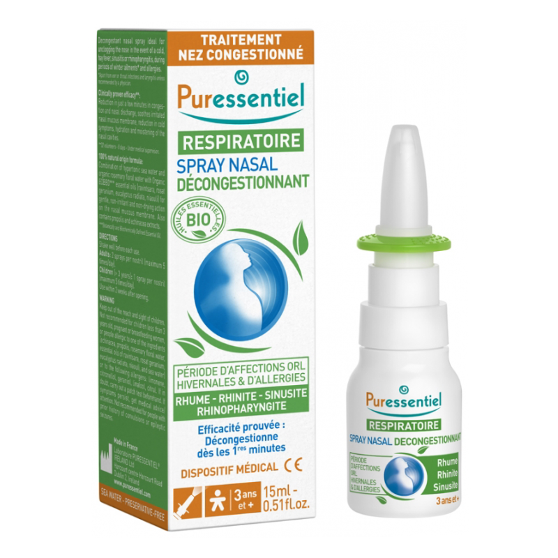 Spray nazal hipertonic decongestionant, 15 ml, Puressentiel 