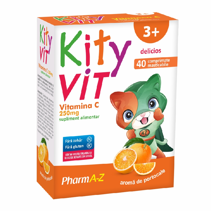 Vitamina C 250 mg Kityvit, 40 comprimate masticabile, PharmA-Z