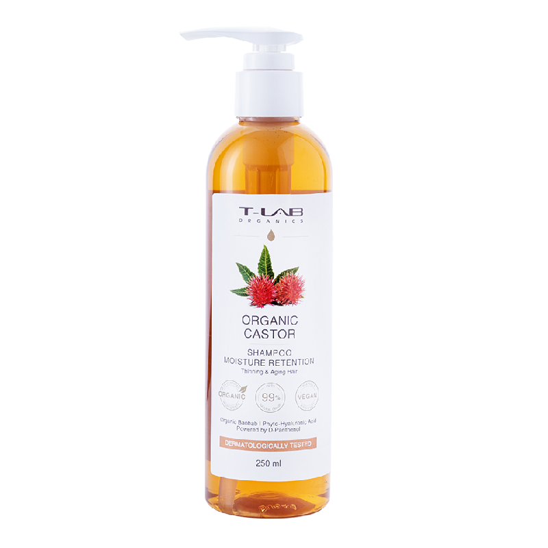 Sampon umiditate Castor Organic, 250ml, T-LAB 