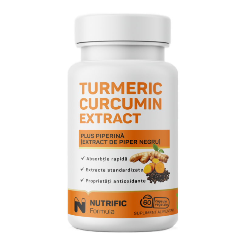 Turmeric Curcumin Extract plus Piperina 500mg, 60 capsule vegetale, Nutrific