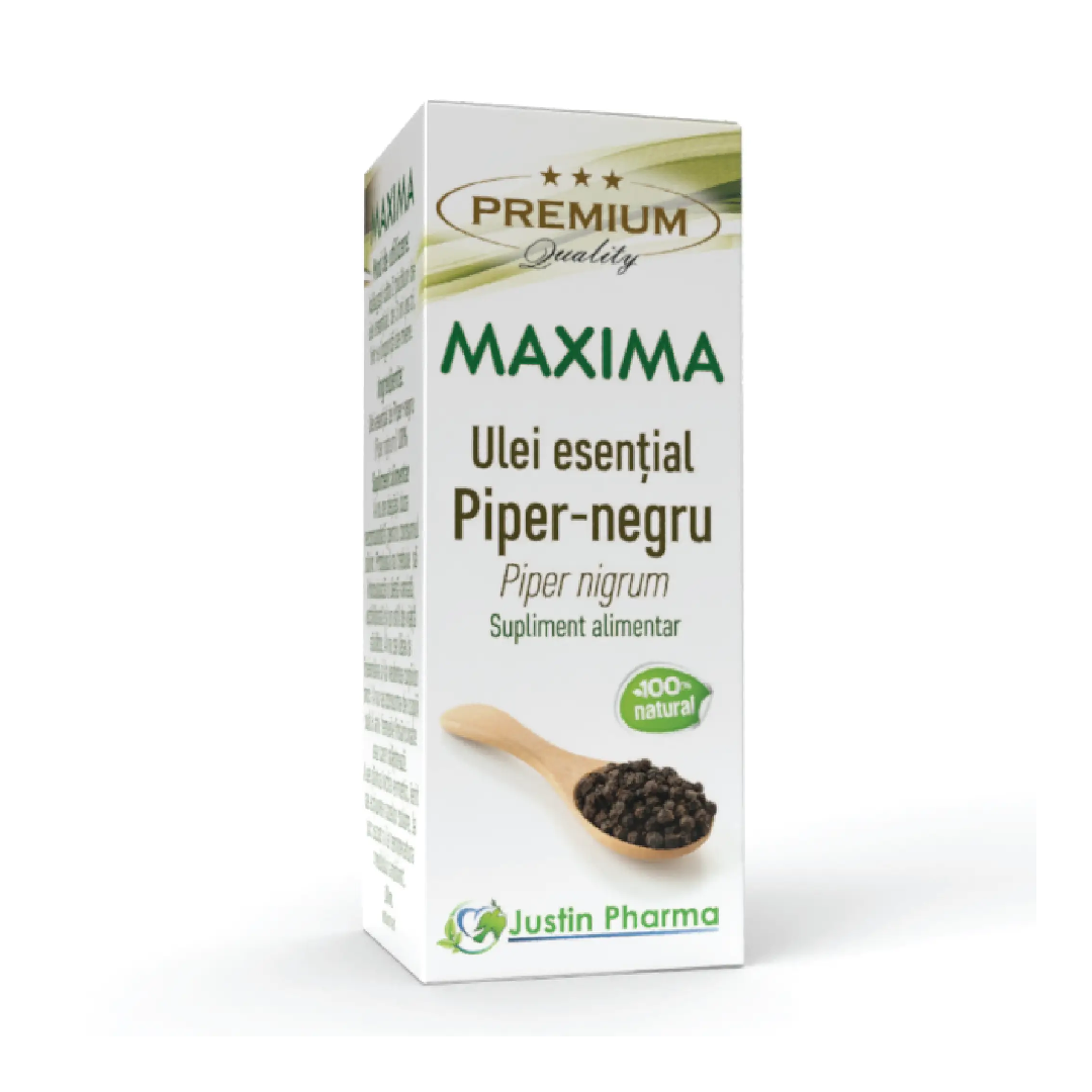 Ulei esential de piper-negru Maxima, uz intern, 10 ml, Justin Pharma