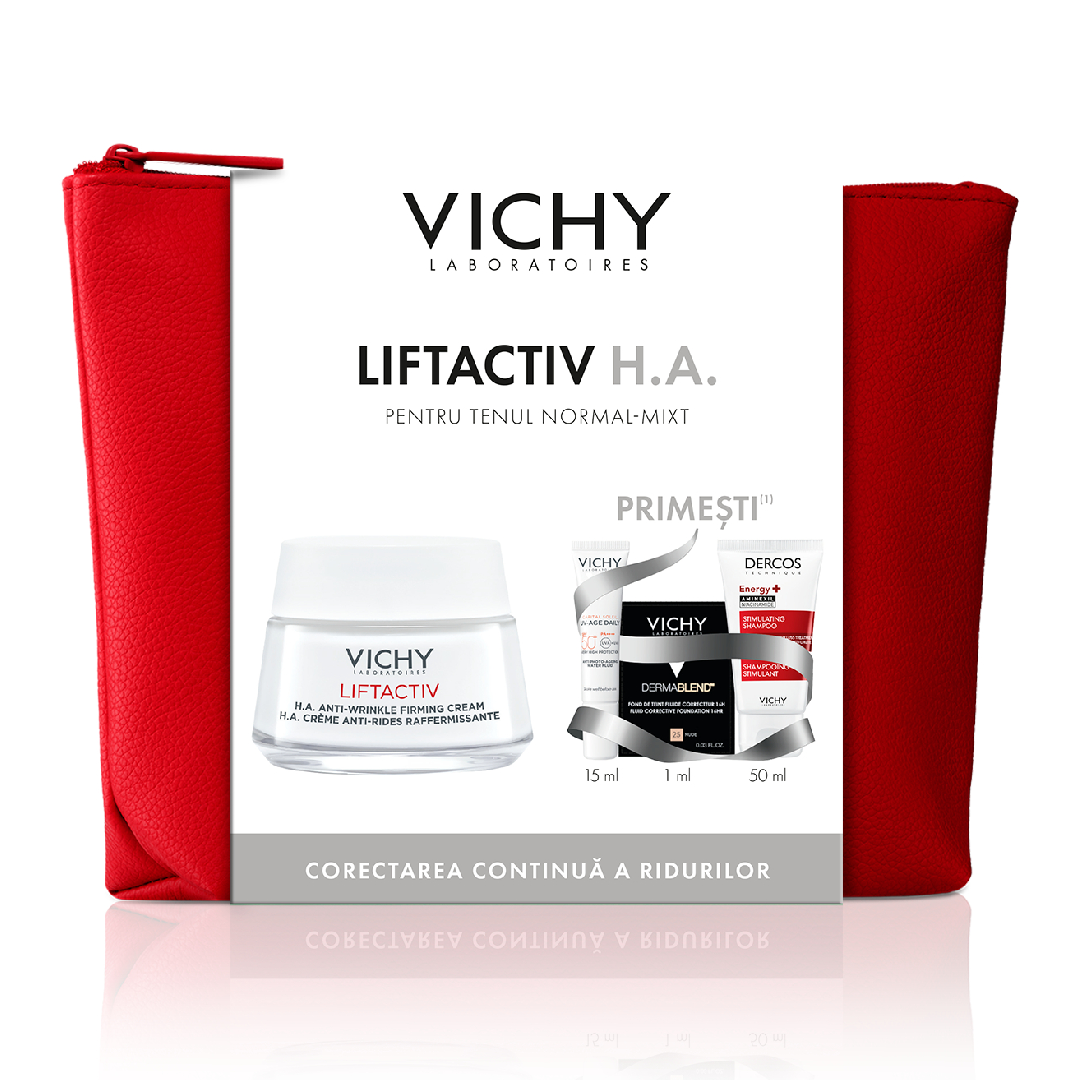 Trusa Liftactiv Crema antirid si fermitate, ten normal-mixt, 50 ml, Vichy