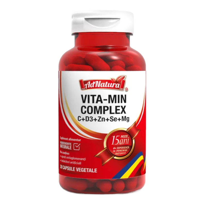 Vita-Min Complex C+D3+Zn+Se+Mg, 30 capsule, AdNatura