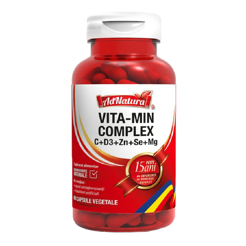 Vita-Min Complex C+D3+Zn+Se+Mg, 60 capsule, AdNatura