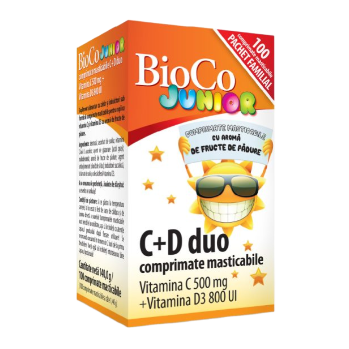 Vitamina C+D Junior, 100 comprimate, BioCo