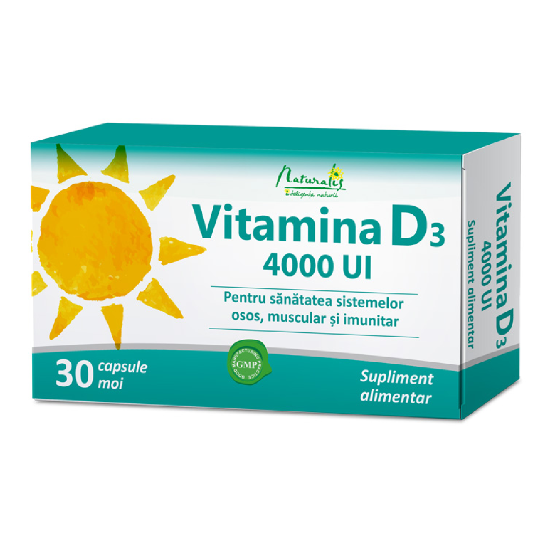 Vitamina D3 4000 UI, 30 capsule moi, Naturalis 