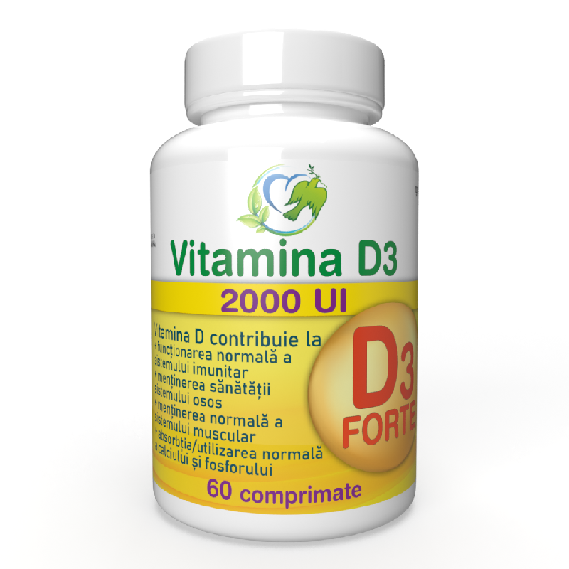 Vitamina D3 2000 UI, 60 comprimate, Justin Pharma