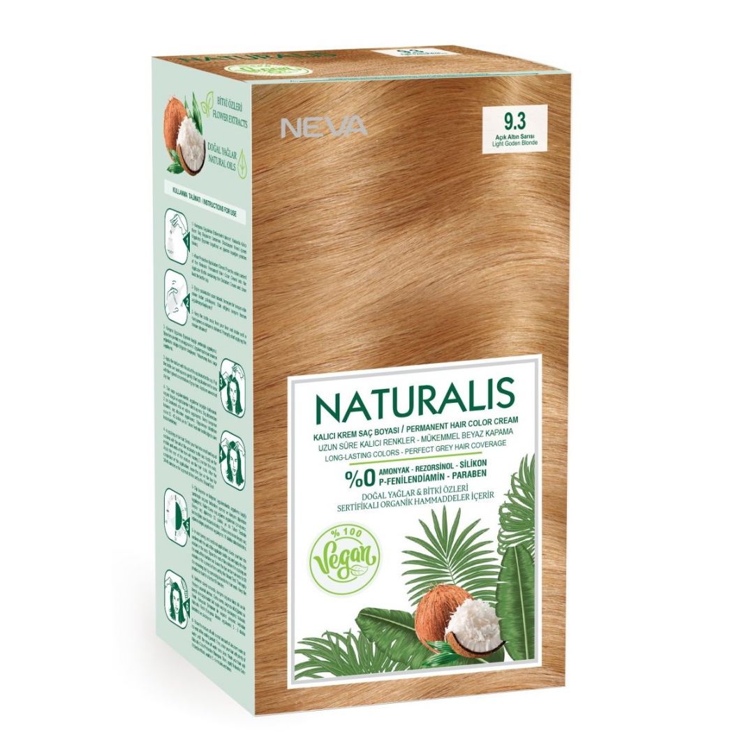 Vopsea de par Blond auriu, 9.3 Naturalis, 150ml, Neva