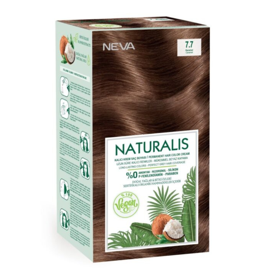 Vopsea de par Caramel, 7.7 Naturalis, 150ml, Neva