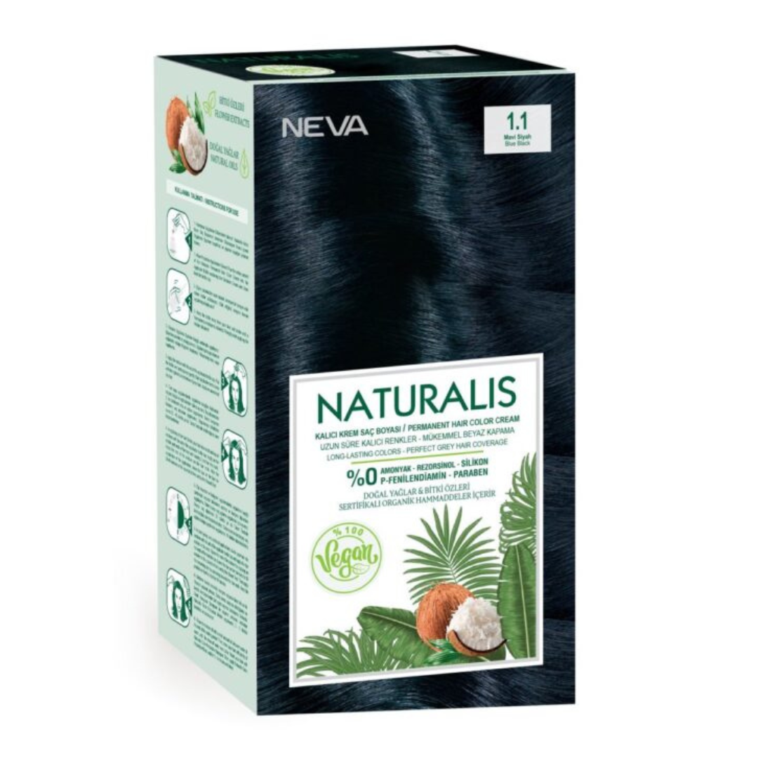 Vopsea de par Negru albastrui, 1.1 Naturalis, 150ml, Neva